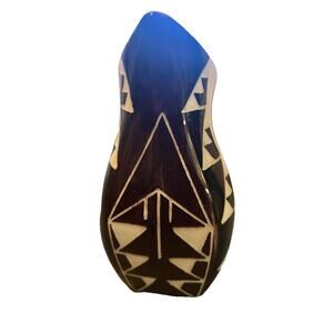 Vintage Signed Sioux Carved Pottery Vase Swift Eagle Native American Art Decor